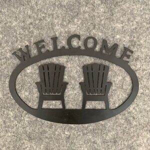 Village Wrought Iron Adirondack Chair Welcome Sign